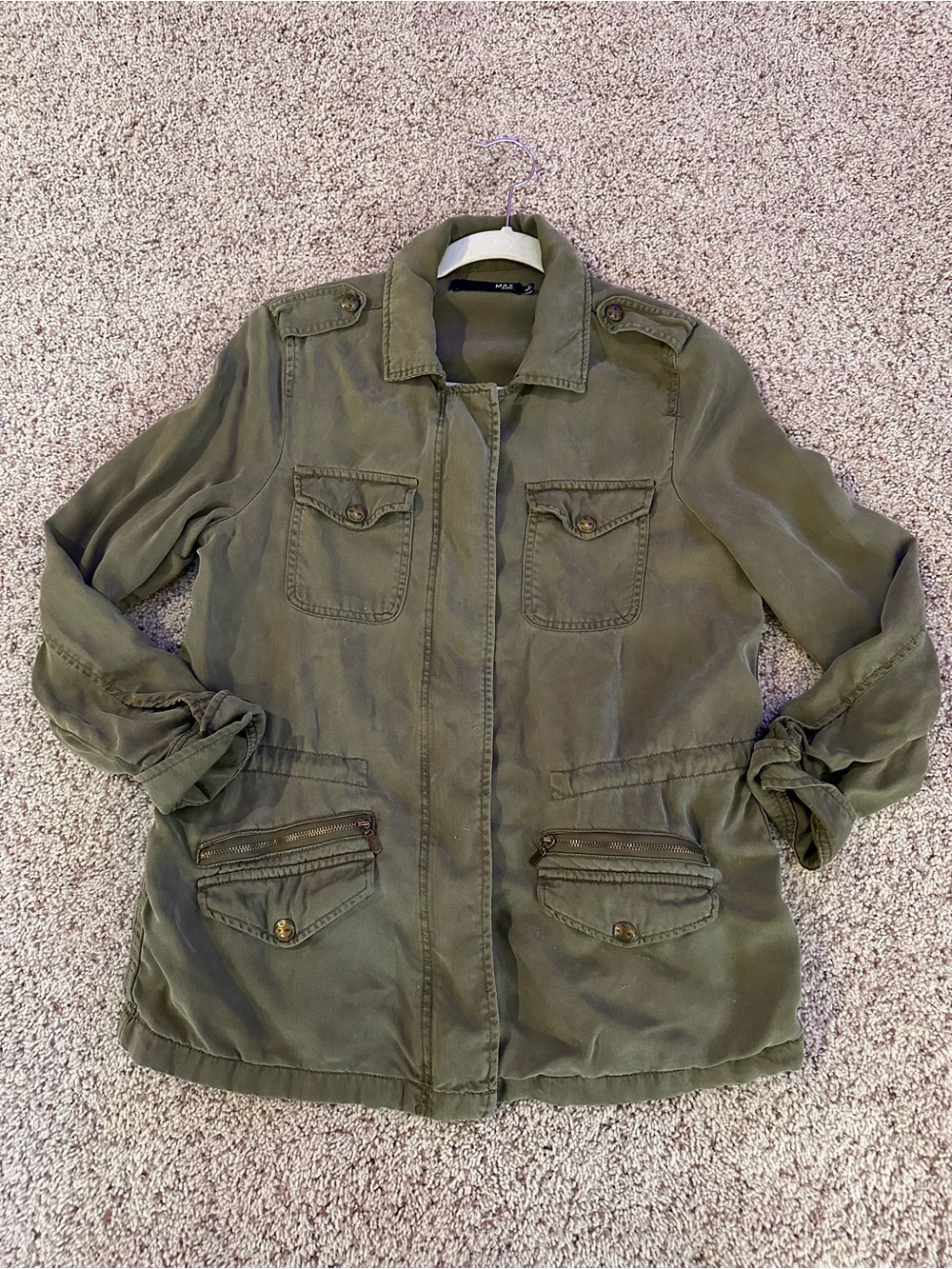 Max Jeans Olive Utility Shirt Jacket